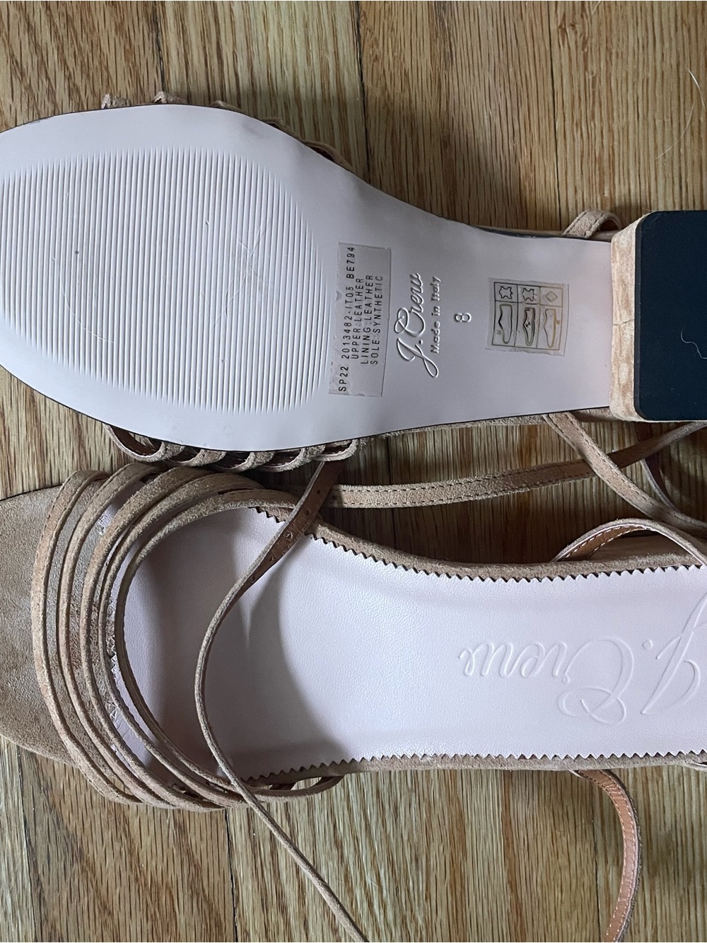 Brand new J.Crew Strappy Suede Lace-Up Heel Sandals in Taupe